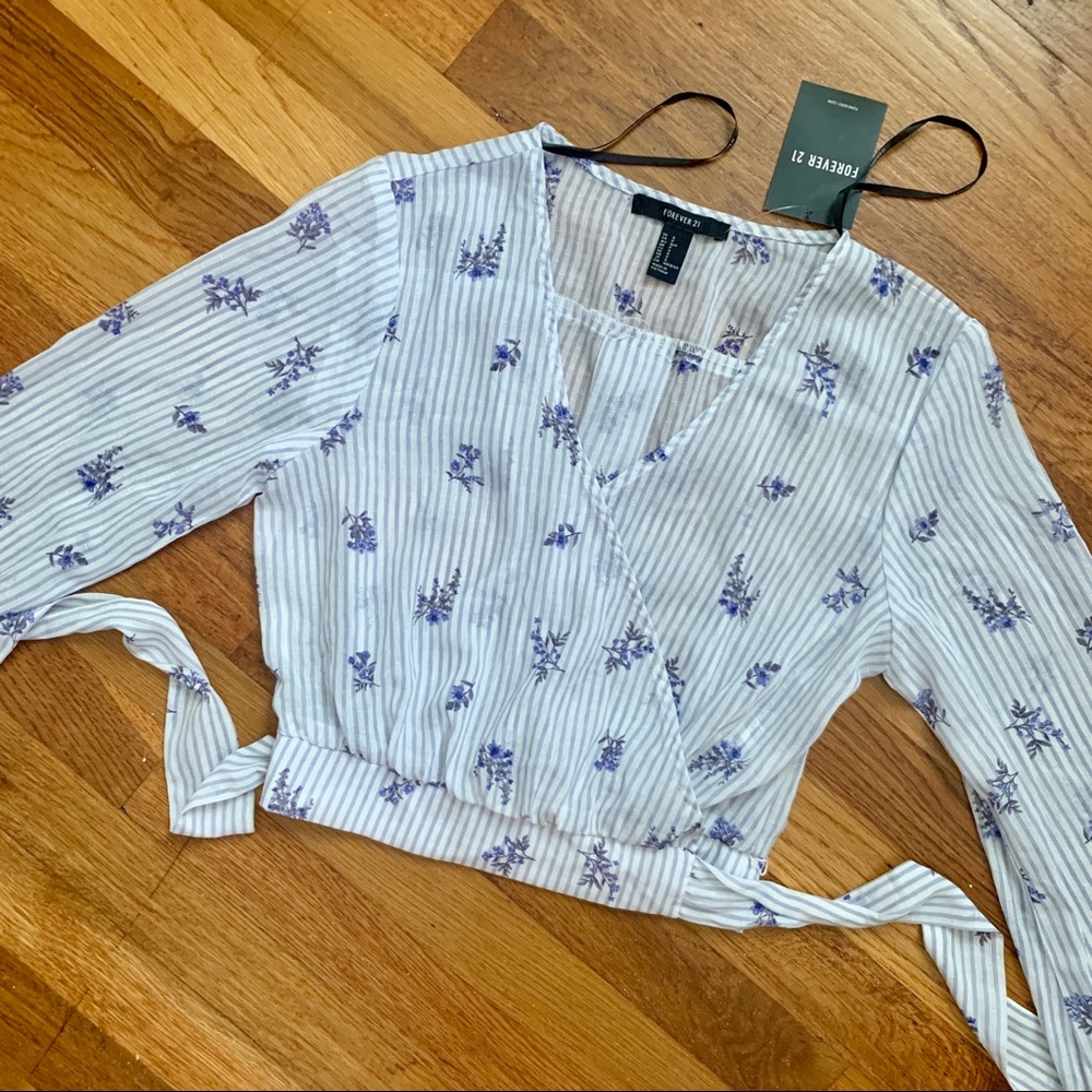 Floral sheer wrap top